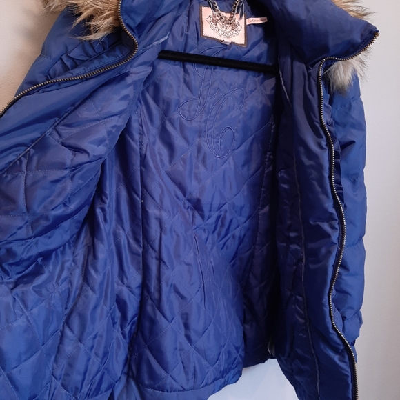 Sold JUICY COUTURE DOWN FILLED Hooded Faux Fur Puffer Coat Jacket Parka Winter - Picture 14 of 15